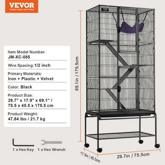 VEVOR Rolling Metal Ferret Cage Four Tier Critter Nation