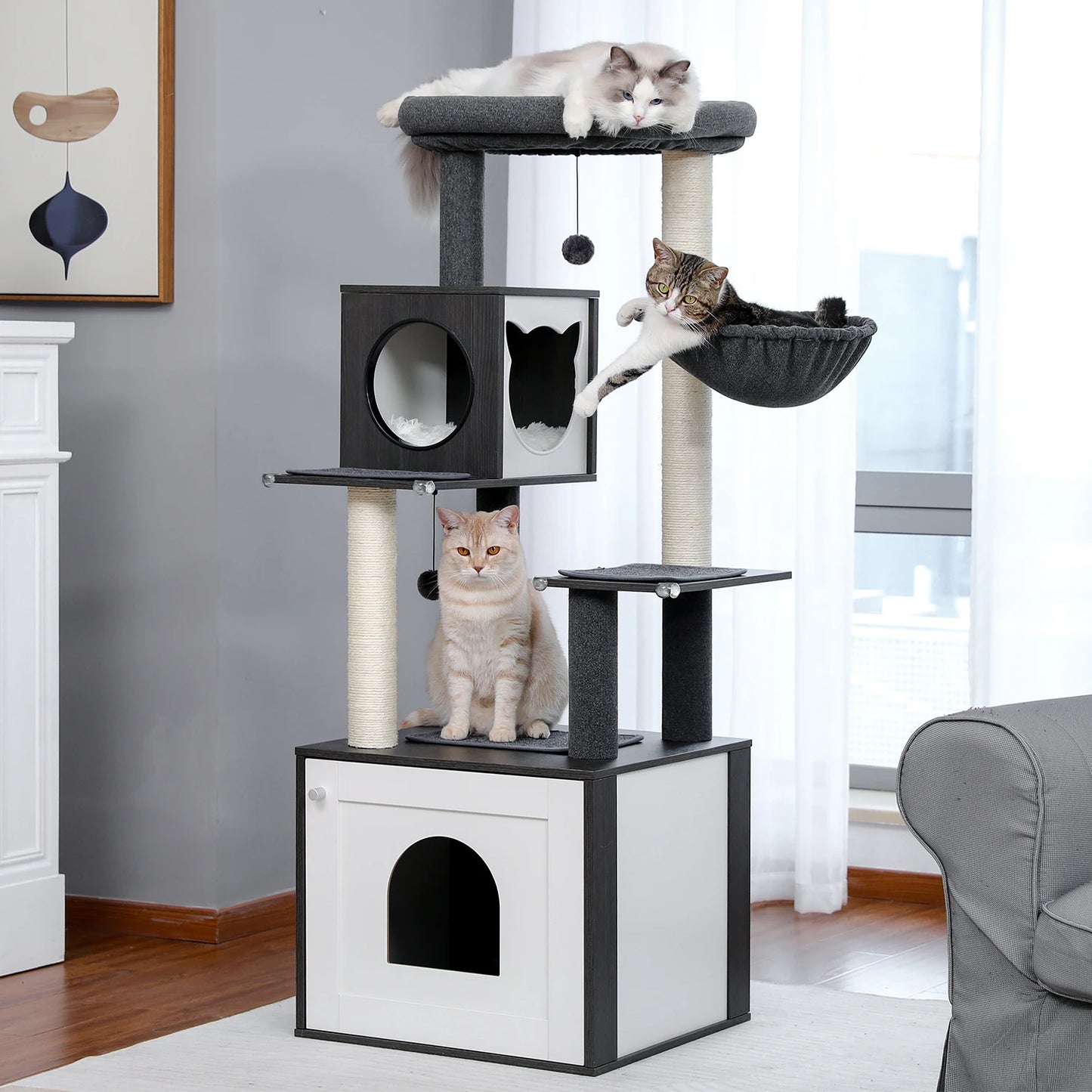 PAWZ Road Multi-Level Cat Tree Indoor Wood Tower Scratching Posts