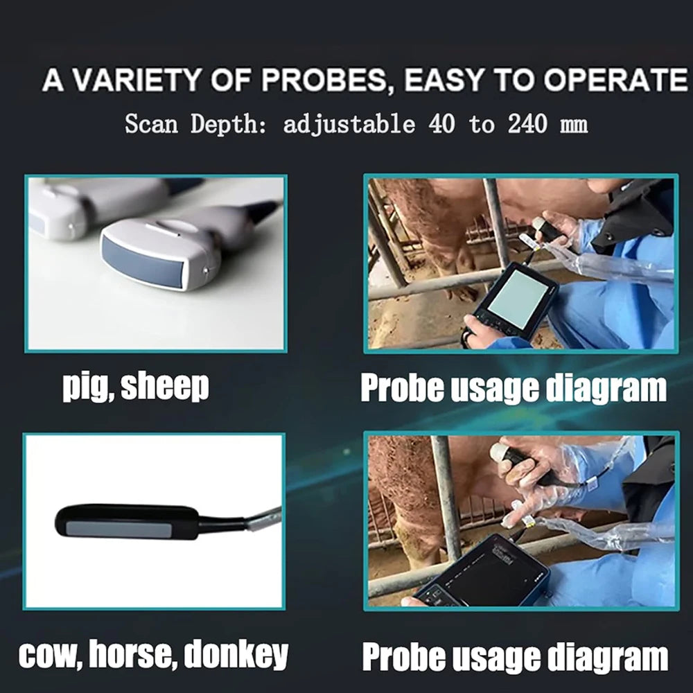DAWEI Portable Veterinary Ultrasound Scanner With 3 Probes
