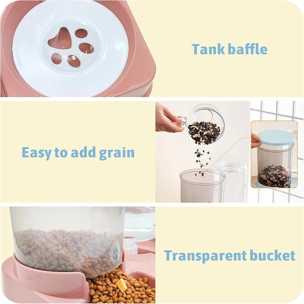 Automatic Cat Feeder And Waterer 2 In 1 Gravity Dispenser
