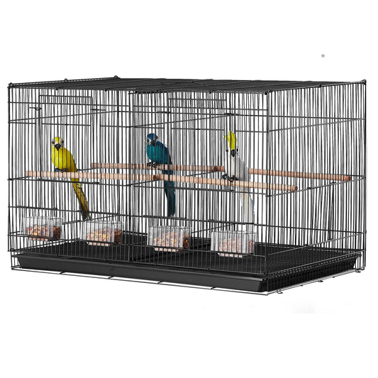 SucceBuy Travel Bird Cage With Divider And Handle Perch