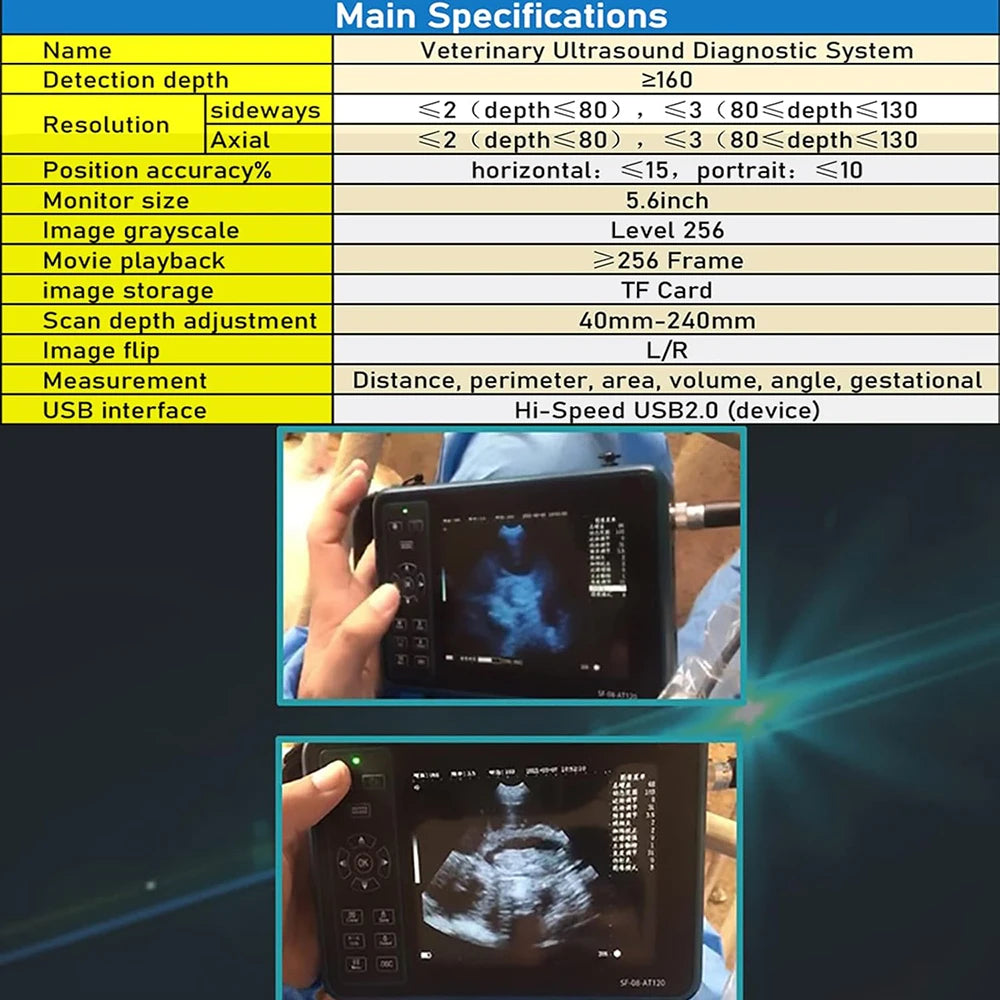 DAWEI Portable Veterinary Ultrasound Scanner With 3 Probes