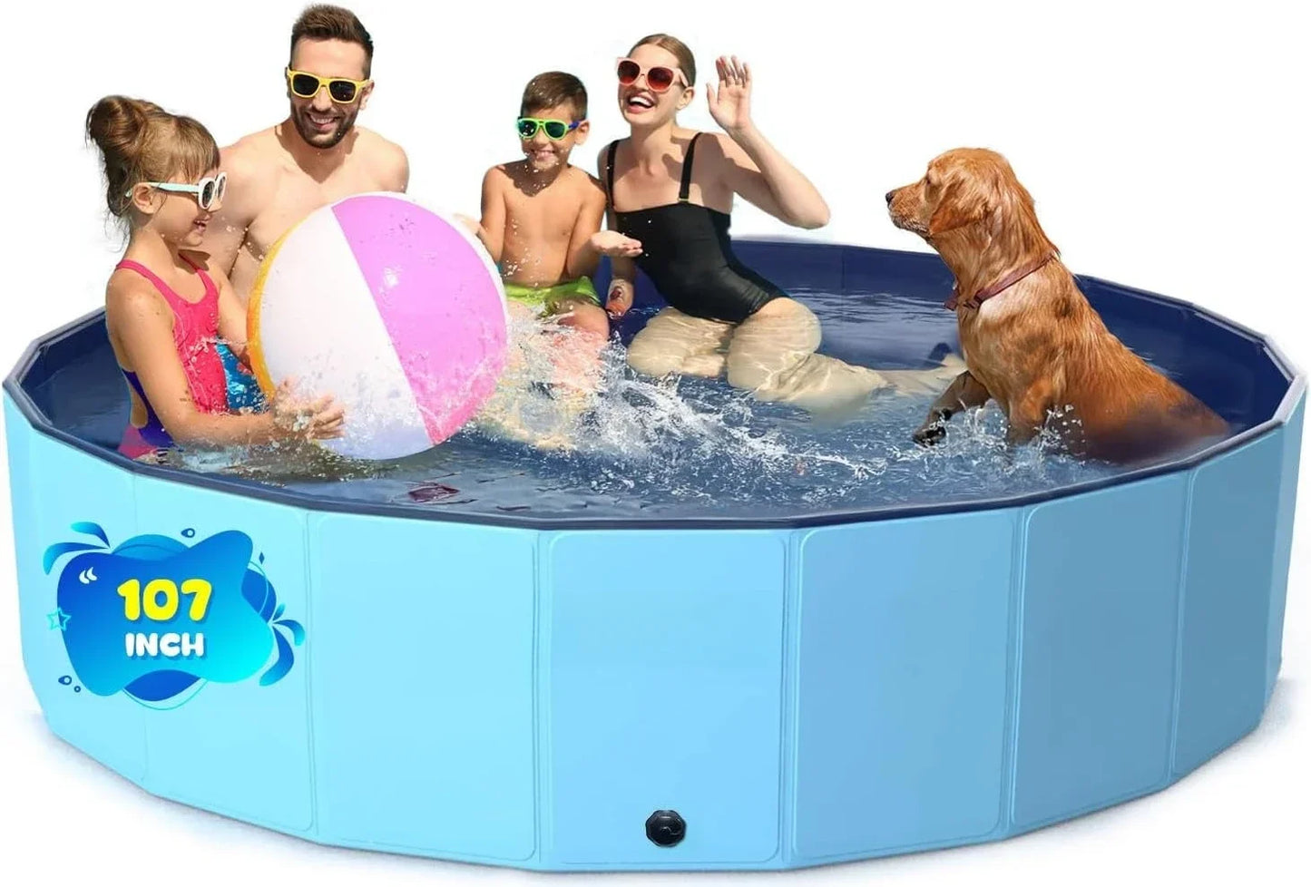 XMSJ Foldable Dog Pool Portable Hard Plastic Kiddie Pool