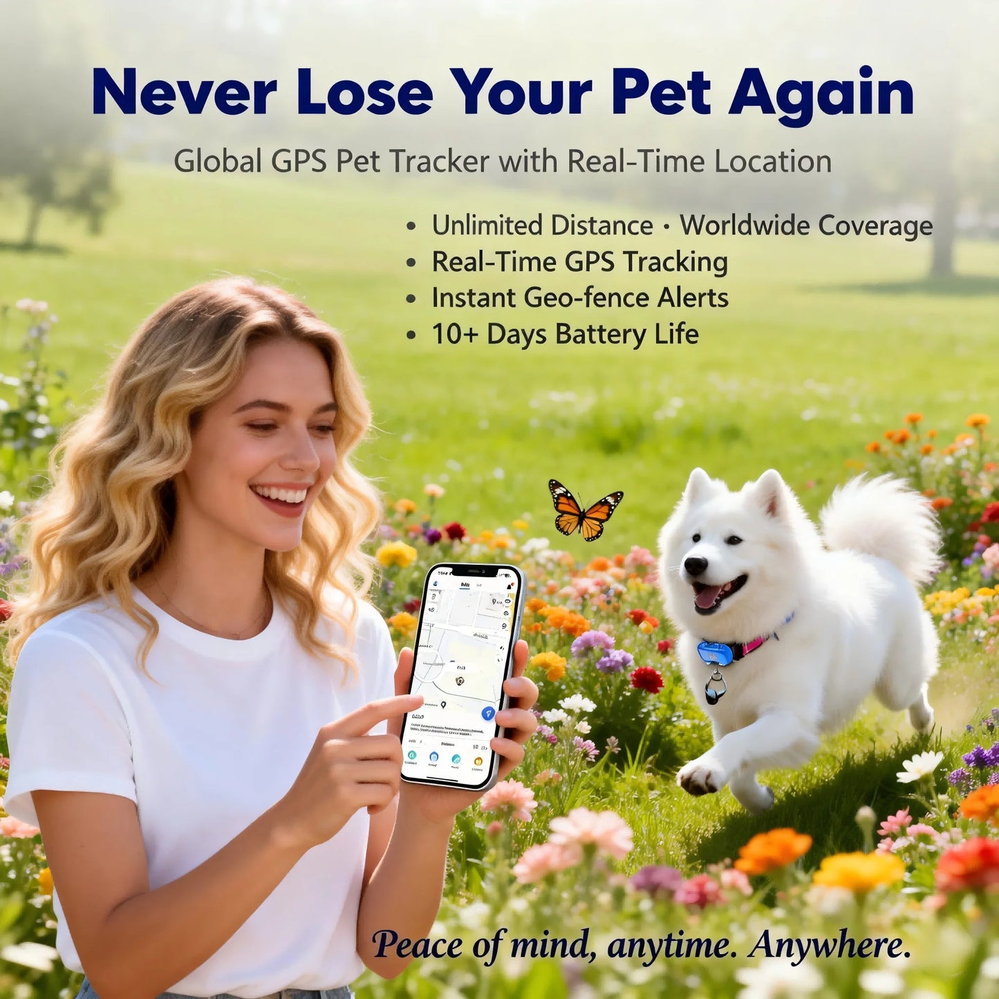 WANWAYTECH GPS Pet Tracker for Dogs and Cats RealTime Tracking