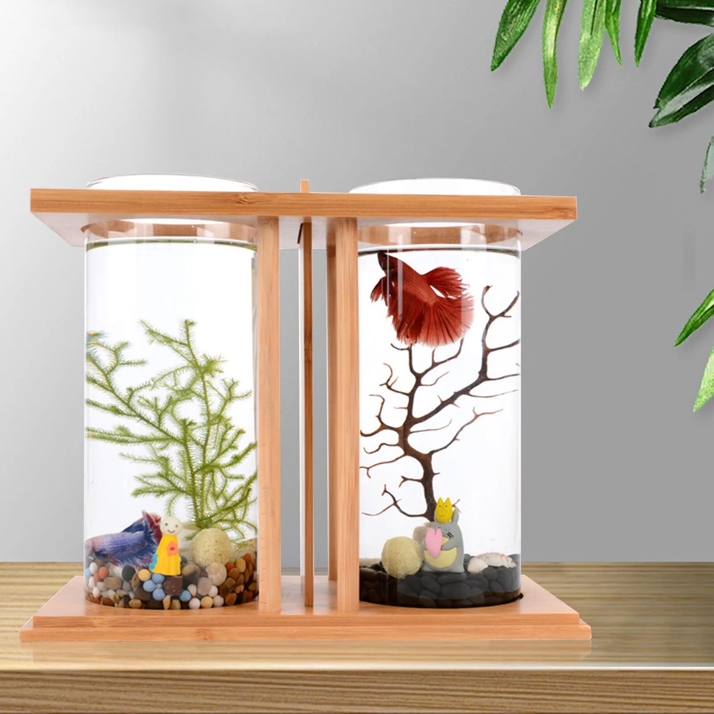 Hign-concerned Desktop Betta Tank Dual Glass Aquarium with LED Lights