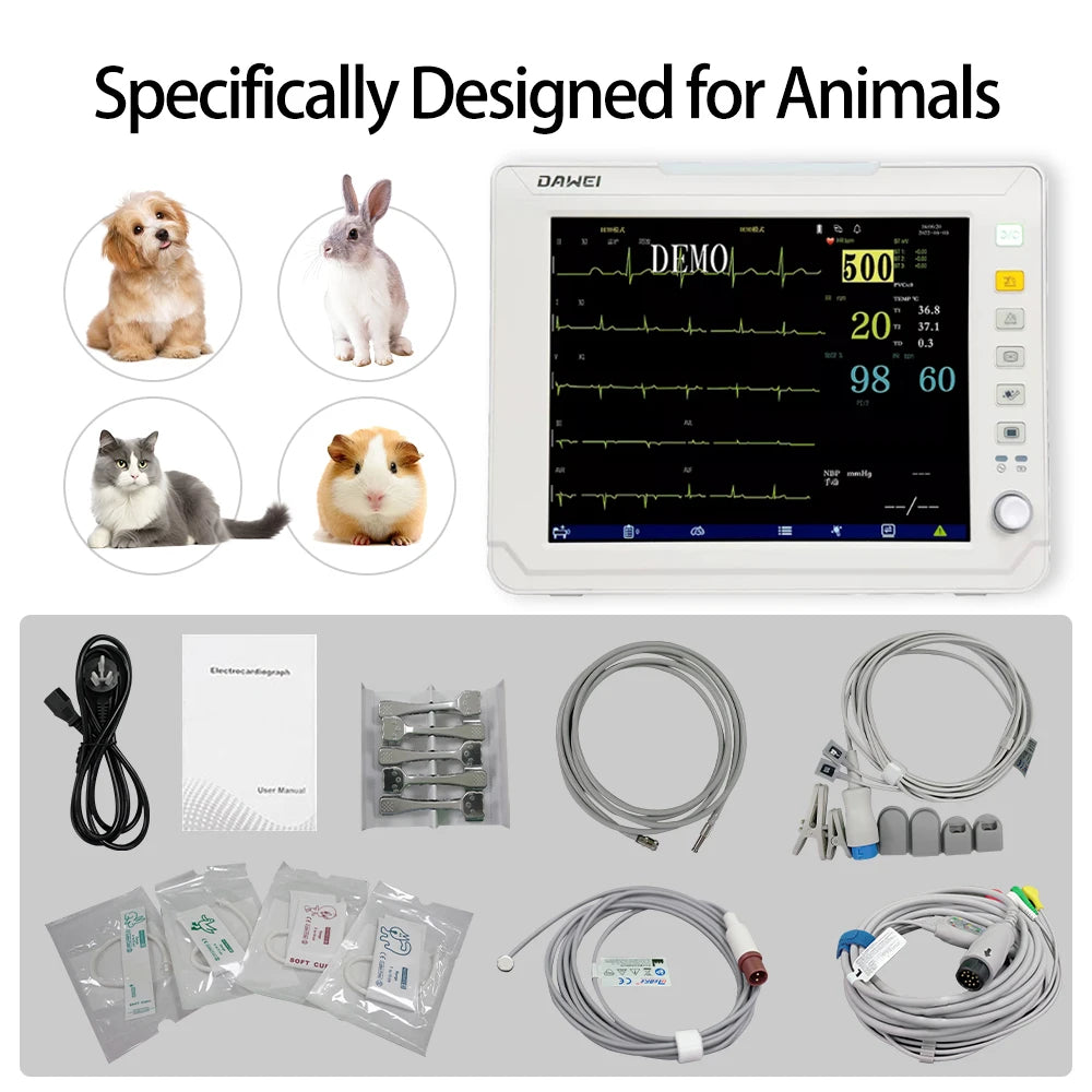 DAWEI Portable Veterinary Monitor 6 Parameter With LCD Display