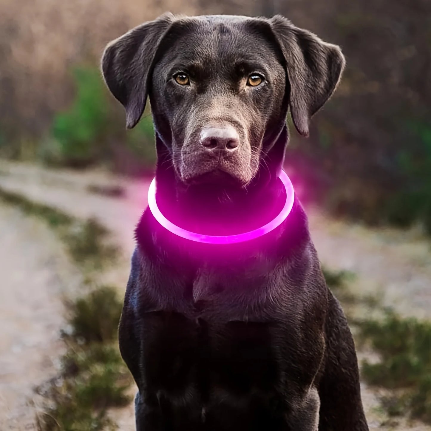 LED Dog Collar USB Rechargeable Anti Lost Reflective Nylon