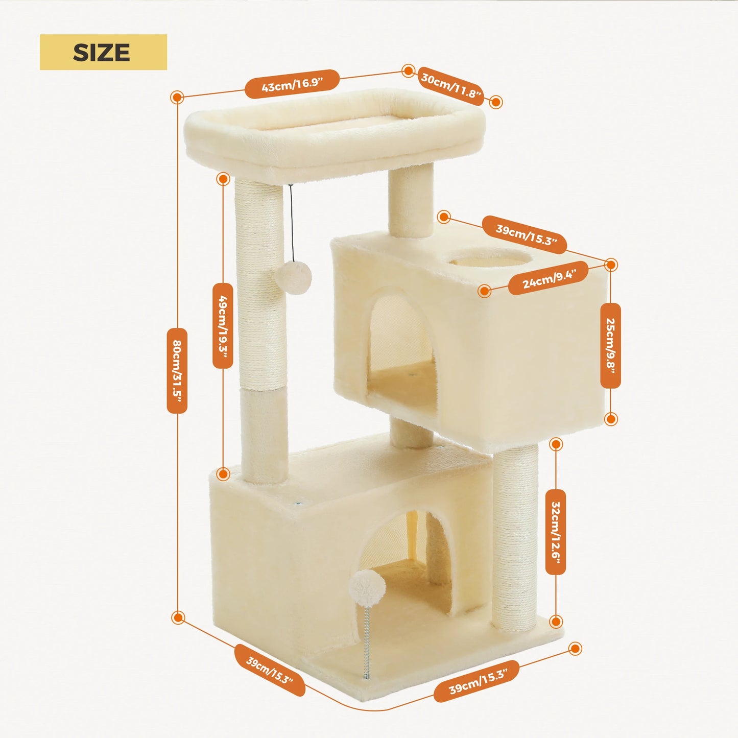 PAWZ Road Cat Tree with Multi-Level Tower and Sisal Condos